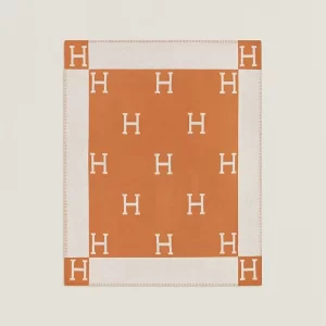 Hermès Avalon Throw Blanket – Écru / Potiron