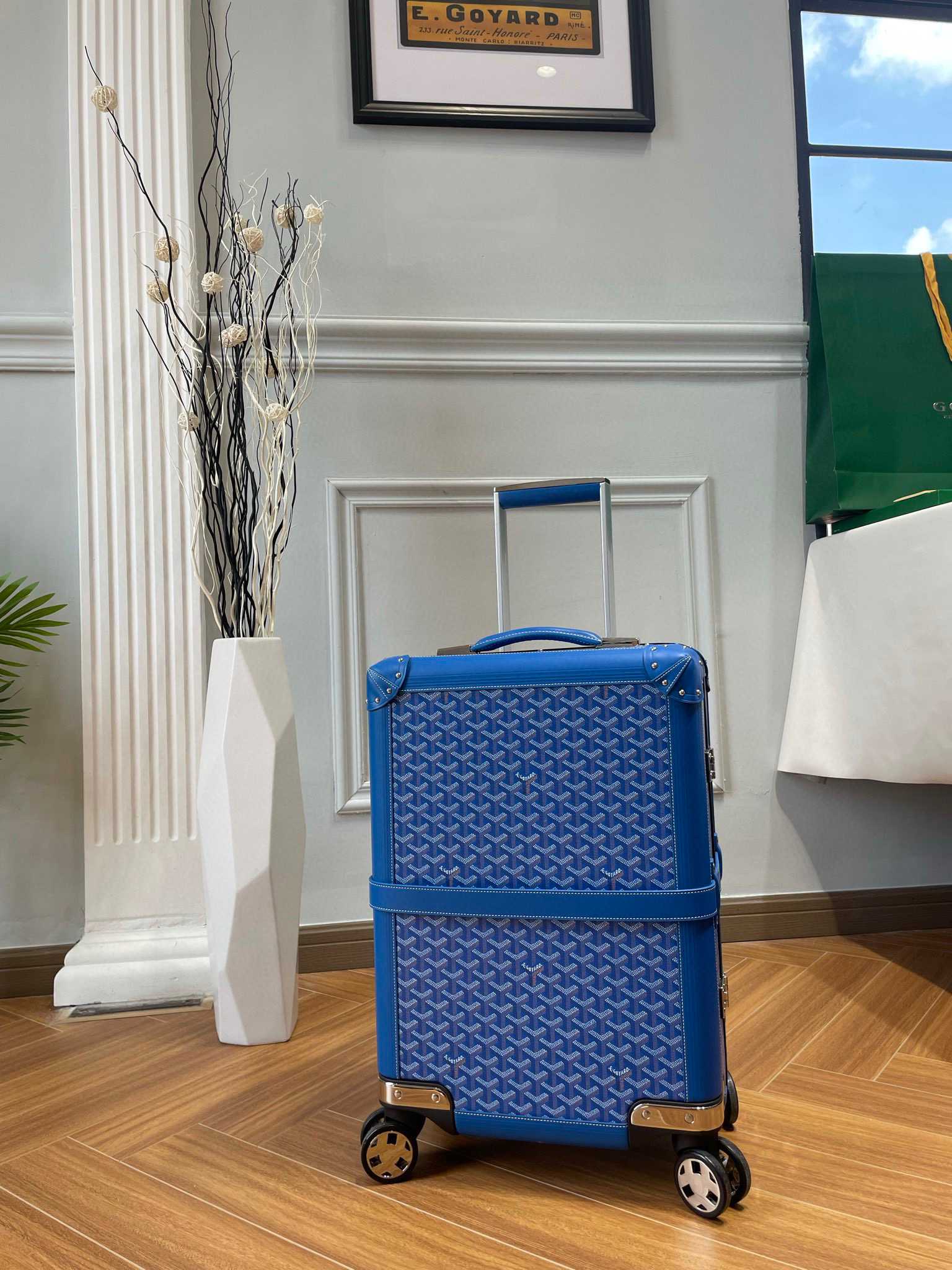 Goyard Blue Goyardine Coated Canvas Striped and Leather Bourget PM Trolley  Goyard | The Luxury Closet