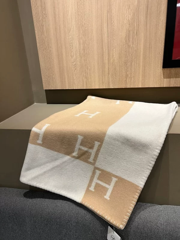 hermès Avalon baby blanket-Noisette Moyen / Blanc