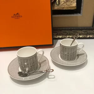 hermès Mosaique au 24 Platinum coffee Cups and Saucers set