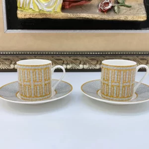hermès Mosaique au 24 Platinum tea Cups and Saucers set