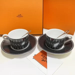 hermès H Deco n°2 Set of 2 Tea Cup & Saucer
