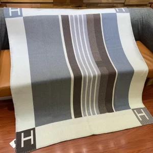 hermès Avalon Vibration Throw Blanket-Gris / Ecru