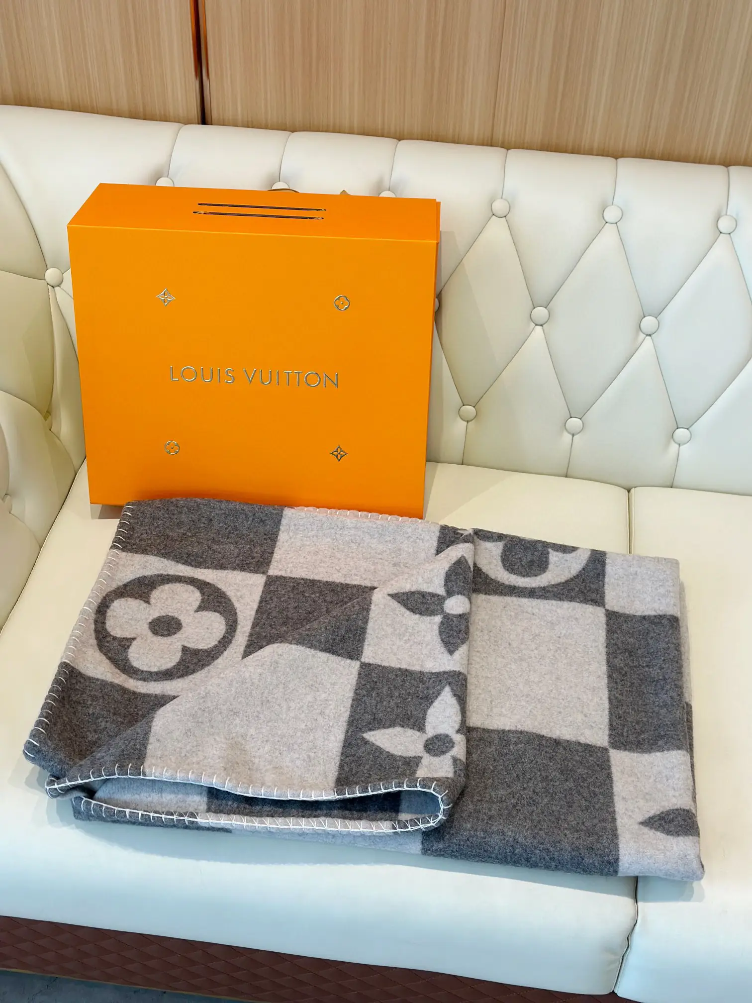 Louis Vuitton LV Checkmate Blanket Beige in Wool/Cashmere Wool - US
