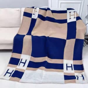 Hermes Avalon Bayadere Blanket – Bleu/Camel