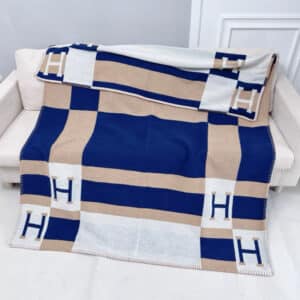 Hermes Avalon Bayadere Blanket – Bleu/Camel
