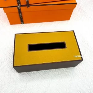 Hermès Pleiade tissue box, large model Jaune Ambre