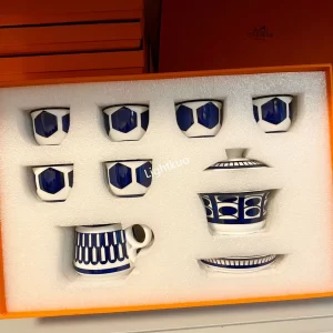 Hermes Bleus d’Ailleurs Set of 8 Tea Set